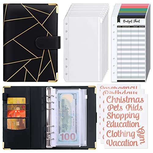 SKYDUE Budget Binder with Cash Envelopes & Expense Sheets for Budgeting and Saving Money(Black)