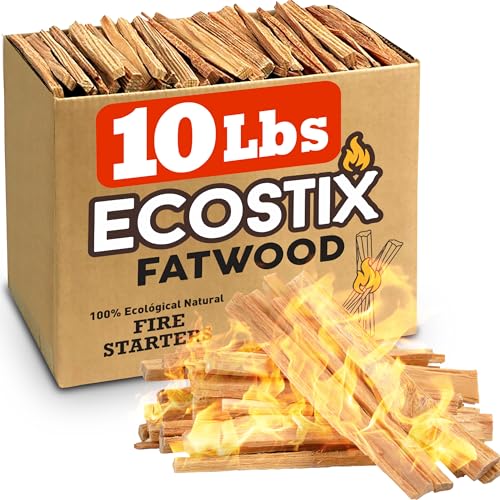 EasyGoProducts Approx. 120 Eco-Stix Fatwood Fire Starter Kindling Firewood Sticks 100% Organic Firestarter for Wood Stoves, Fireplaces, Campfires, Bonfires, Year Round, 10 Pounds