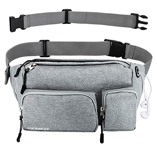 CXWMZY Fanny Packs For Women & Men, Waist Bag Hip Bum Bag Strap Extension Large Capacity Easy Carry Any Phone Passport Wallet for Outdoors Workout Traveling Casual Running Hiking Cycling Dog Walking