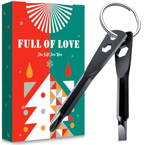 Keychain Screwdriver Tool Gifts for Men, KUSONKEY Christmas Gifts Stocking Stuffers for Men, 4-in-1 Screwdriver bit with Phillips,Slotted and Hex Wrench Cool Gadgets for Dad,Father,Husband, Boyfriend