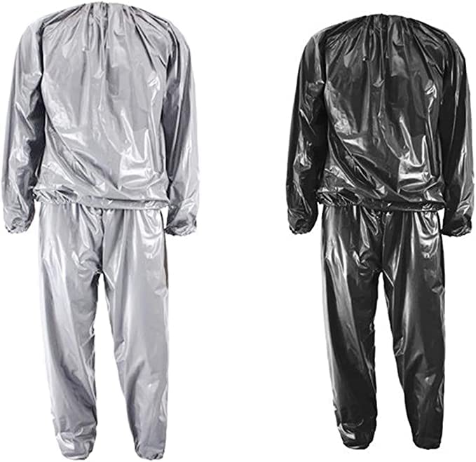 GOLD XIONG PADISHAH Heavy Duty Fitness Weight Loss Sweat Sauna Suit Exercise Gym Anti-Rip(Silver,M)
