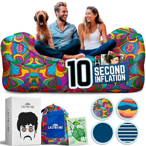 Chillbo Lazybone Inflatable Couch | Ultimate Inflatable Lounger for Maximum Chill | The Perfect Blow Up Couch for Music Festivals Or Inflatable Couch for Camping | 60s Psychedelic