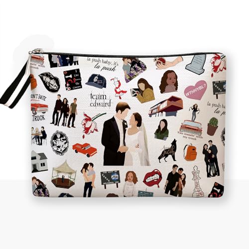 Twilight Merch, Twilight Merchandise, Twilight Saga Cosmetic Bag, Twilight Makeup Bag Gifts for Movie Fans Girls Women, Travel Toiletry Makeup Zipper Pouch15M016