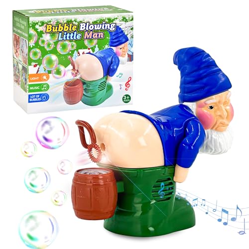 Christmas Gnomes Bubble Machine, Fart Bubble Blower Funny Toy Party Music Led Light Colorful Bubbles,Christmas Stocking Stuffers Gift for Kids (Gnome)