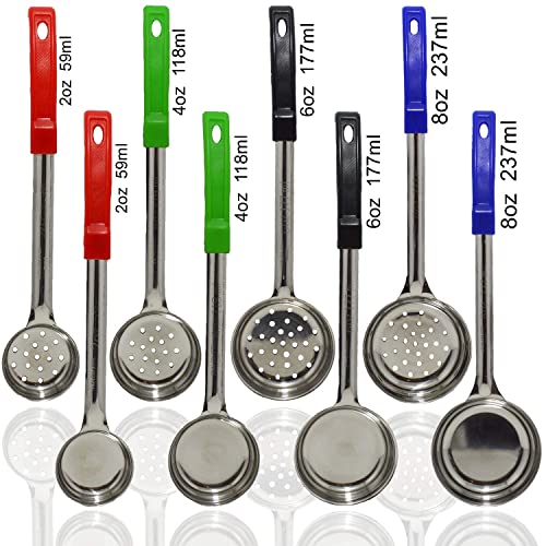 Portion Control Serving Spoons, Serving Utensils, Set of 8, Measuring Serving Utensils for Restaurants, Weight Loss, Gastric Sleeve, Bariatric Surgery Must Haves, 4 Solid & 4 Perforated Scoops