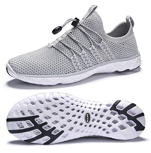 DLGJPA Women's Quick Drying Water Shoes for Beach or Water Sports Lightweight Slip On Walking Shoes LightGray 9