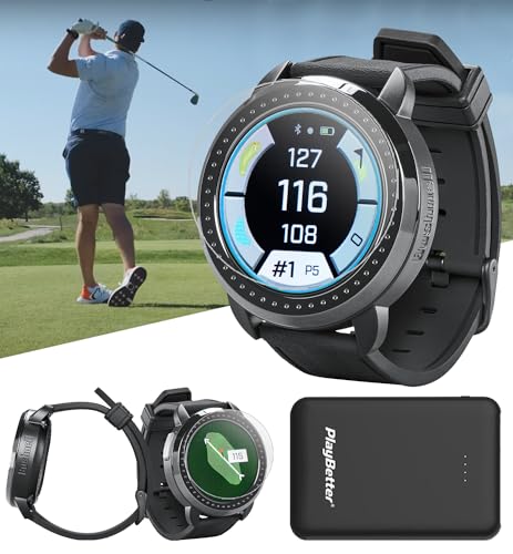 Bushnell iON Elite (Black) Golf GPS Watch - Color Touchscreen Smartwatch with 12+ Hours Battery Life, 38K Courses & Slope Distances - Bundle with iON Elite Screen Protectors & Charger