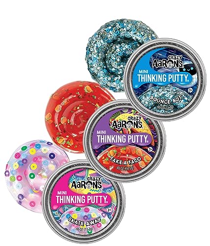 Crazy Aaron's Putty Mini Tins Bounce Bot, Skate Away & Take-A-Taco Gift Set Bundle - 3 Pack (13.3g Each)