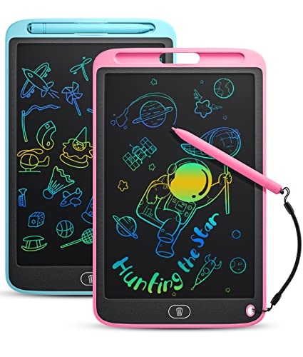 Cousper LCD Writing Tablet, 2 Pack 10 Inch Doodle Board Toys for Toddlers Kids, Colorful Drawing Tablets for 3 4 5 6 7 8 Years Old Boys and Girls, Educational Learning Toys Birthday Gifts, Blue+Pink