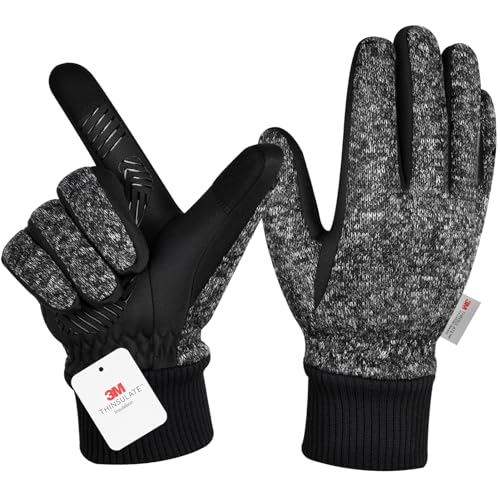MOREOK Winter Gloves -10°F 3M Thinsulate Warm Gloves Bike Gloves Cycling Gloves for Driving/Cycling/Running/Hiking-DEEP Gray-M