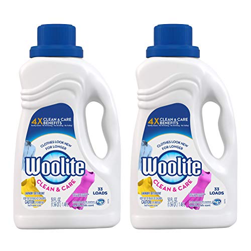 Woolite Clean & Care Liquid Laundry Detergent, 2x33 Loads, 2x50oz, Regular& HE Washer, Gentle Cycle, sparkling falls scent,packaging may vary