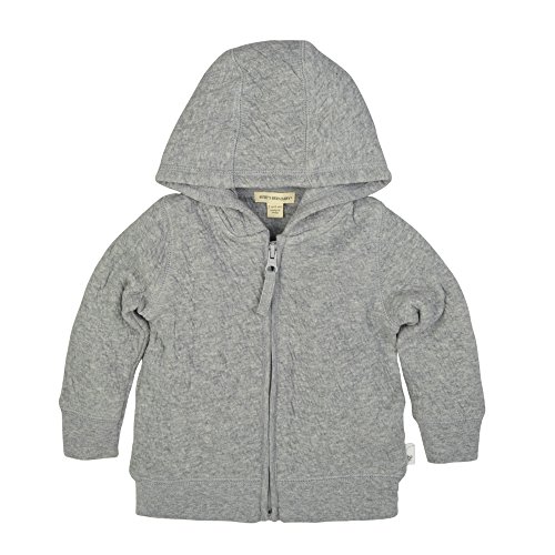Burt's Bees Baby baby girls Sweatshirts, Lightweight Zip-up Jackets & Coats, Organic Cotton Hooded Sweatshirt, Heather Grey Quilted, 12 Months US