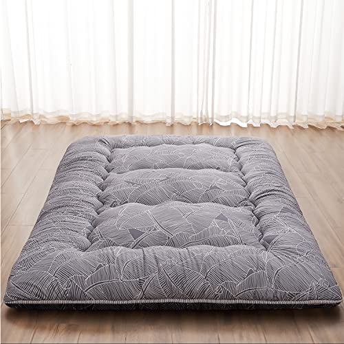 XICIKIN Japanese Floor Mattress, Japanese Futon Mattress Foldable Mattress, Roll Up Mattress Tatami Mat with Washable Cover, Easy to Store and Portable for Camping, Feather, Twin Full Queen…
