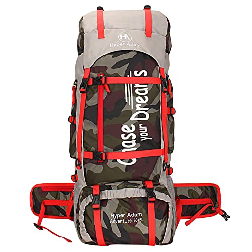 Hyper Adam 65 L Rucksack Hiking Backpack Men and Women Unisex Trekking Bag Day Pack Camping Bag Travel Backpack Outdoor Sport Rucksack Bag Water Proof (Camo)