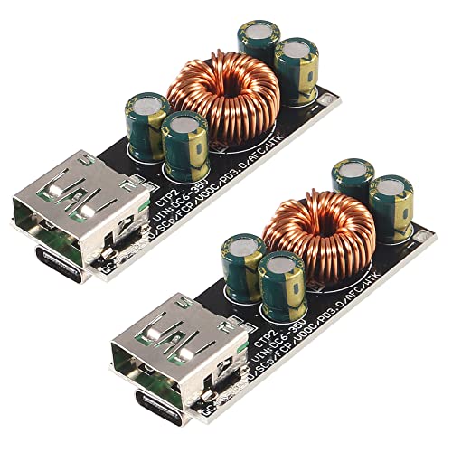 ACEIRMC 60W 6-35V DC to USB Type C PD 3.0 QC4 Type A QC3.0 DC Fast Charge 12V 24V Step-Down Power Module USB Type-C Mobile Phone Quick Charge Adapter (2pcs)