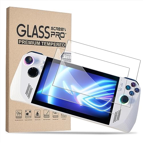 2 Pack Screen Protectors & Carrying Case Compatible with ASUS Rog Ally, 7 inch HD Clear Tempered Glass Screen Protector & Game Console Storage Bag Compatible with Rog Ally Accessories