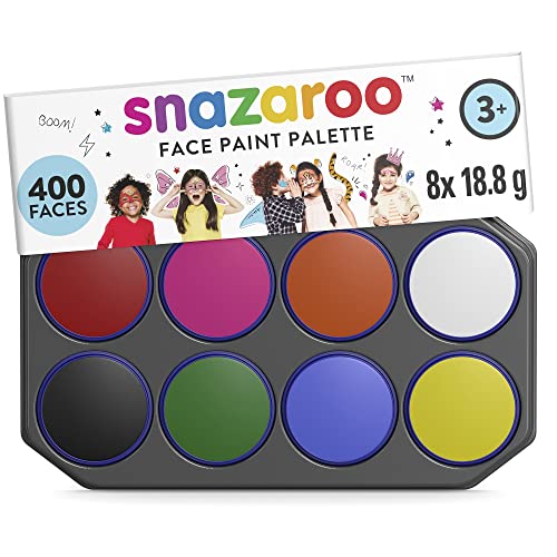 Snazaroo Face Paint Palette Kit, 8 x18.8g (0.6 Fl Oz), 8 Colours, Face Paint for Kids & Adults