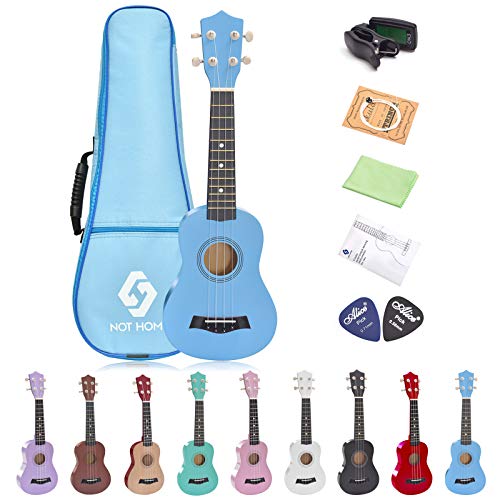 Soprano Ukulele Beginner Pack, 21 Inch Basswood kids Ukuleles Starter Kit with Gig Bag Digital Tuner Spare Strings and Picks. (blue)