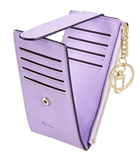 Chelmon Womens Wallet Slim RFID Blocking Bifold Multi Card Case Wallet with Zipper Pocket (Light Purple)