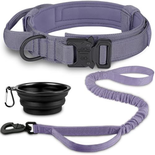 COOYOO Dog Collar,3 Piece Set Tactical Dog Collar, Adjustable Military Training Nylon Dog Collar with Control Handle and Heavy Metal Buckle for Medium and Large Dogs