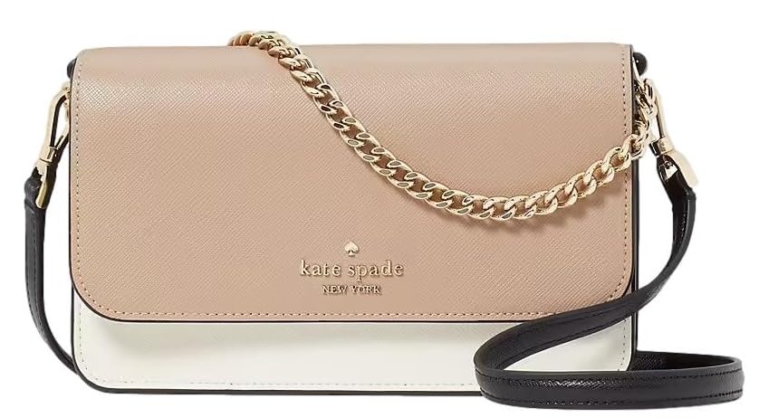 Kate Spade New York Women's Madison Saffiano Leather Small Flip CrossBody Bag, Toasted Hazelnut