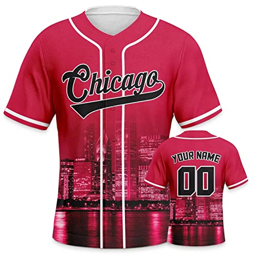 Custom Basketball City Night Skyline Baseball Jerseys Printed or Stitched Personalize Your Name& Number for Fans Gifts Jersey Men Women Youth S-5XL Red Black
