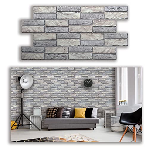 Smart Profile – 3D Wall Covering for Interior in'Stone Expanse Light' Style for Home and Office, 10 Pack, PVC, (Cover 46 sq ft)