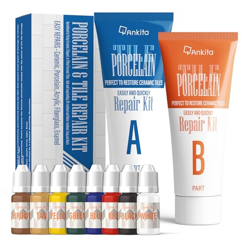 Ankita Ceramic Tile Repair Kit (Color Match), Porcelain Sink Repair Kit with Super Strong Adhesion, Floor Tile Crack Repair Filler for Crack, Chips, Holes on Ceramic, Acrylic, Fiberglass, Enamel
