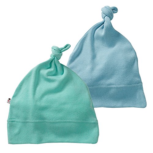 Babysoy Eco Knot Beanie Hat Pack of 2 (6-12 Months, Sky + Seafoam)