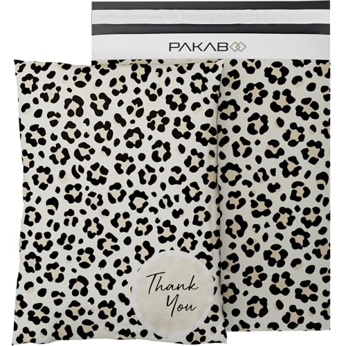 PAKABOO Poly Mailer Shipping Bags 10x13 Inch, 100 Pack, Non-Padded Envelopes with Tamper Proof Self-Seal, Cheetah Print Packaging