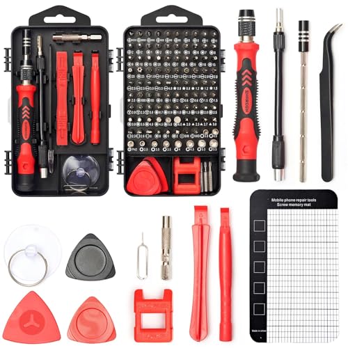 SHARDEN Precision Screwdriver Set, 122 in 1 Electronics Magnetic Repair Tool Kit with Case for Repair Computer, iPhone, PC, Cellphone, Laptop, Nintendo, PS4, Game Console, Watch, Glasses etc (Red)