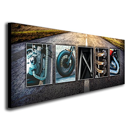 Personal Prints | MOTORCYCLE Personalized Name Art Print | Customized Gift for the Harley Davidson or Biker | Unique Motorcycle Photo Wood Block or Canvas | USA Made (6.5'x18' Block Mount)