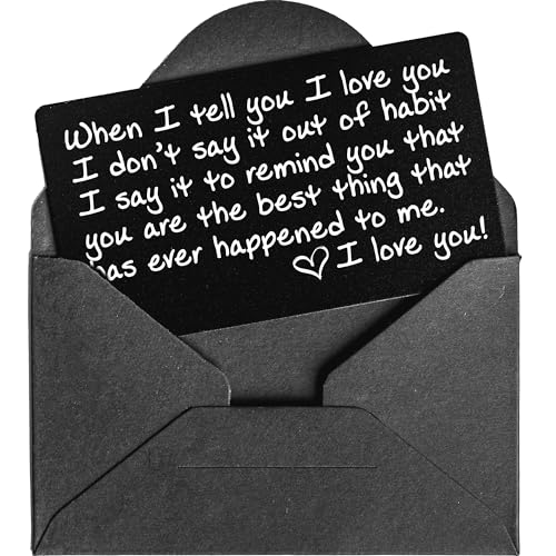 Wallet Card Love Note | Engraved Aluminum Anniversary Gifts for Men & Women | Husband Gifts from Wife | Boyfriend Gift Idea | Romantic Gift for Him or Her | Birthday | A Unique Way to Say I Love You!