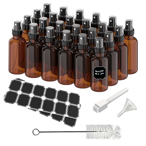 Nevlers 24 Pack 4 Oz Amber Glass Spray Bottles Mist Sprayer Set| Versatile Fine Mist Bottle as Hair Spray Bottles, Amber Oil Perfume, or Essential Oil Spray Bottle | Small Spray Bottles for Travel
