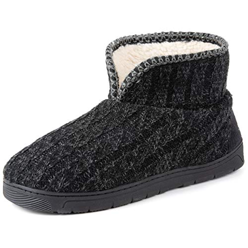RockDove Men's Sweater Knit Bootie Slipper with Memory Foam, Size 9.5-10.5 US Men, Black