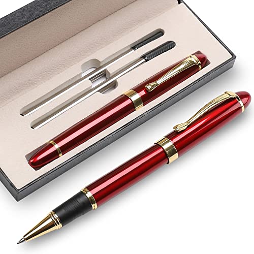 YIVONKA Luxury Ballpoint Pens Nice Ball Pen Best Gift for Men Professional Executive Office BallPens Classy Gift Box Ballpoint Black Refill Line width 0.5mm (Red)