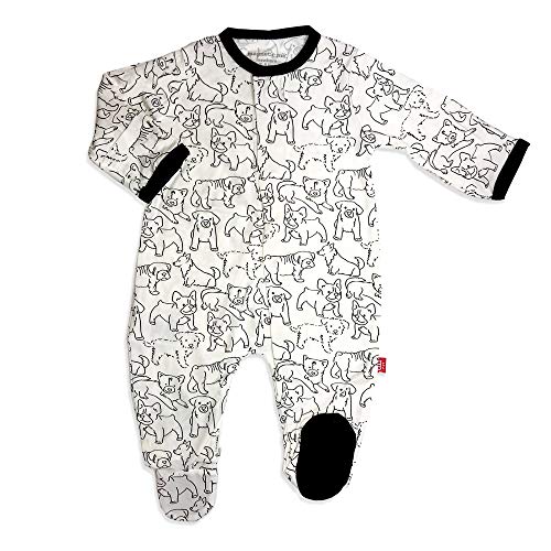 Magnetic Me Footie Pajamas Soft Modal Baby Sleepwear Quick Magnetic Fastener Sleeper Line Drawn Puppies 0-3-Months
