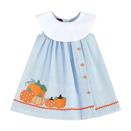 Lil cactus Light Blue Seersucker Pumpkin Yoke Dress, 3-6 Months