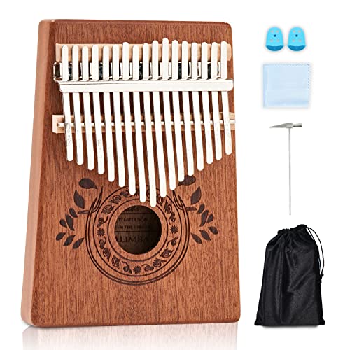 UNOKKI Kalimba 17 Key Thumb Piano | Premium, Lightweight & Durable Mahogany Mbira | Reduce Stress & Promote Well-Being | All Inclusive - Tuning Hammer, Velvet Bag & More | Great Gift for Kids & Adults