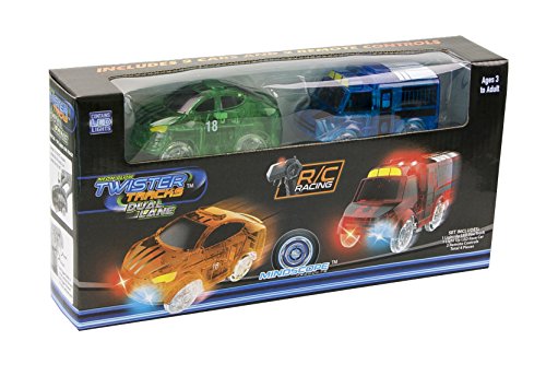 Mindscope Twister Tracks Set of 2 Radio Control RC Add-on Cars with 2 Remote Controls Race Car + Police Van