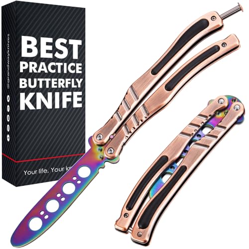 Grand Way Butterfly Knife Butterfly Trainer – Balisong Trainer – Practice Butterfly – Balisong Knives NOT Real NOT Sharp Blade – Dull Trick Butterfly – Butter Fly Training CSGO K01