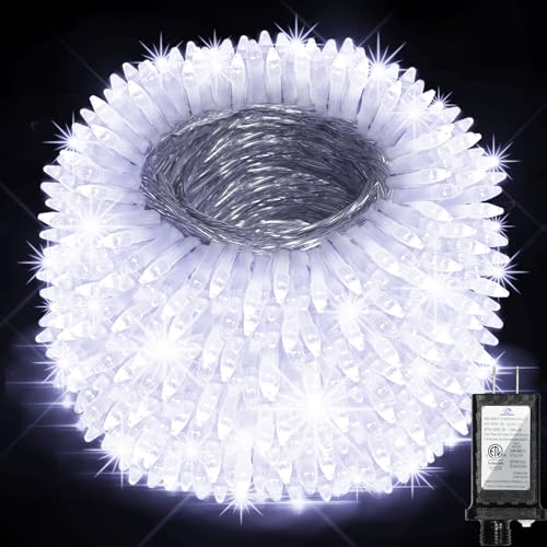 492FT Outdoor Christmas Lights, 1300 LED Super Long String Lights 8 Lighting Modes & Timer Memory, Outsite Waterproof Light Strings for Xmas Tree Garden Wedding Party Holiday Decorations Cool White