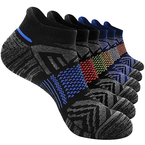 Cirorld Mens Ankle Athletic Socks Low Cut Running Socks with Soft Cushion, Anti-blister Breathable Wicking Workout Sports Socks 6 Pairs