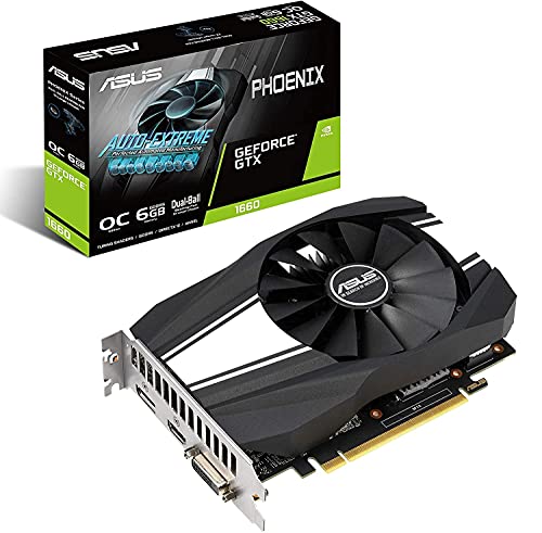 ASUS GeForce GTX 1660 Overclocked 6GB Phoenix Fan Edition HDMI DP DVI Graphics Card (PH-GTX1660-O6G) (Renewed)