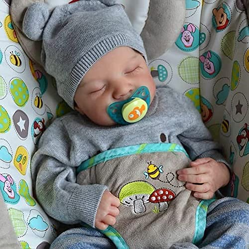 JIZHI Lifelike Reborn Baby Dolls - 17 inches Realistic Newborn Baby Dolls, Real Life Baby Doll Baby Boy with Feeding Kit Gift Box for Kids Age 3+