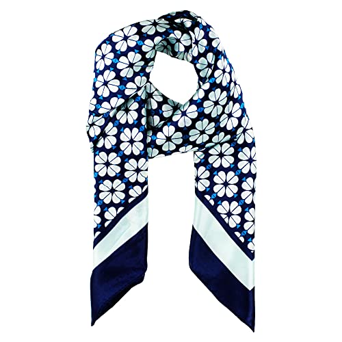 KKUMIGO Women's Fashion Silk Feeling 35' Square Scarf for Hair Wrapping and Sleeping at Night. (38-04)