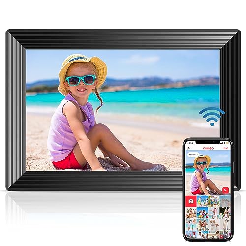 Frameo 10.1' WiFi Digital Picture Frame, Smart Digital Photo Frame with 16GB Storage, 1280x800 IPS HD Touch Screen, Auto-Rotate, Easy Setup to Share Photos or Videos Remotely via App from Anywhere