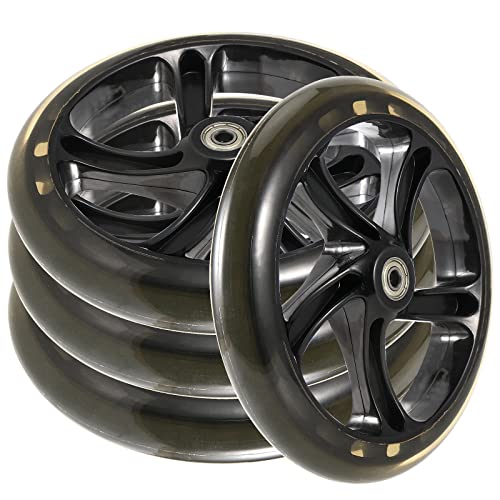 SEUNMUK 4 Pack 200mm Scooter Replacement Wheels, 8 Inches Adult Teen Kick Scooter Wheels Solid Replacement Wheels Set with ABEC-11 Bearings for Most Push Kick Scooters, Black