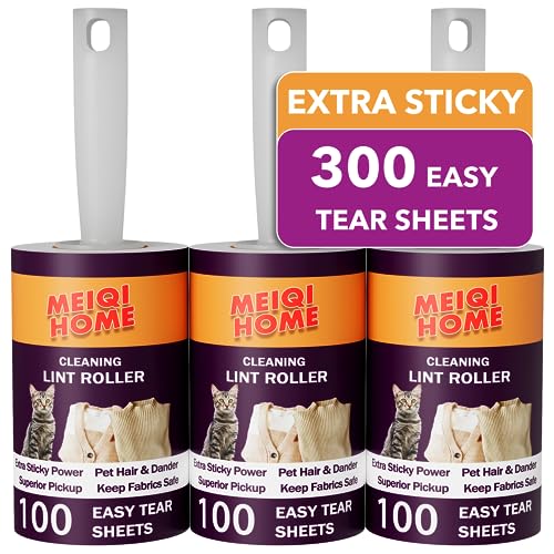 Lint Rollers,300 Sheets Value Set Lint Roller with 3 Upgraded Handles, 3 Rollers Portable Pet Lint Remover for Clothes, Furniture, Carpet, Dog & Cat Hair Removal