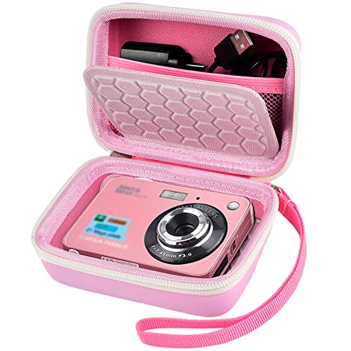 Carrying & Protective Case for Digital Camera, AbergBest 21 Mega Pixels 2.7' LCD Rechargeable HD/Kodak Pixpro/Canon PowerShot ELPH 180/190 / Sony DSCW800 / DSCW830 Cameras for Travel-Pink